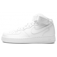 Nike Air Force 1 Mid White с мехом 