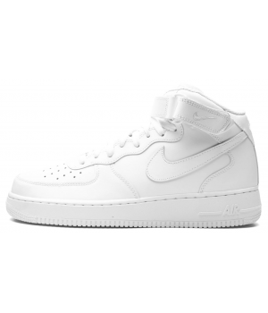 Nike Air Force 1 Mid White с мехом 