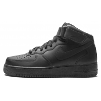 Nike Air Force 1 Mid All Black с мехом