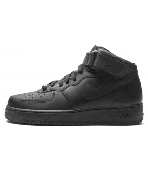 Nike Air Force 1 Mid All Black с мехом