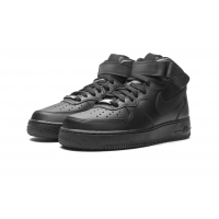 Nike Air Force 1 Mid All Black с мехом