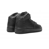 Nike Air Force 1 Mid All Black с мехом