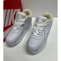 Nike Air Max 90 Leather White с мехом