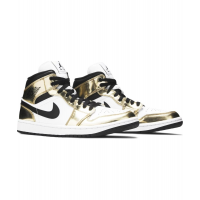 Nike Air Jordan 1 Mid Metallic Gold Black White