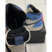 Nike Air Jordan 1 Retro Obsidian UNC Blue White с мехом
