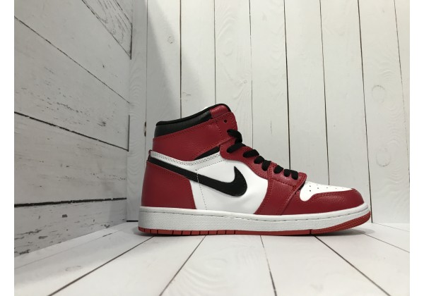Кроссовки Nike Air Jordan бело-красные с черным купить