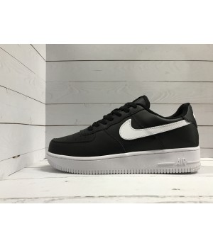 Кроссовки Nike Air Force кожаные черные с белым