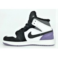 Кроссовки Nike Air Jordan 1 High черные с фиолетовым