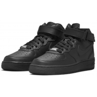 Зимние кроссовки Nike Air Force 1 Mid All Black черные
