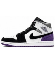 Кроссовки Nike Air Jordan 1 Mid черные с фиолетовым