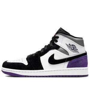 Кроссовки Nike Air Jordan 1 Mid черные с фиолетовым