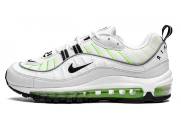 Кроссовки Nike Air Max 98 белые с зеленым