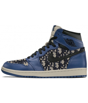 Кроссовки Nike Dior Air Jordan синие 