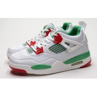 Кроссовки Nike женские Jordan 4 белые с зеленым