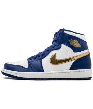 Nike Air Jordan Retro 1 High Og Blue (синие с золотым) 