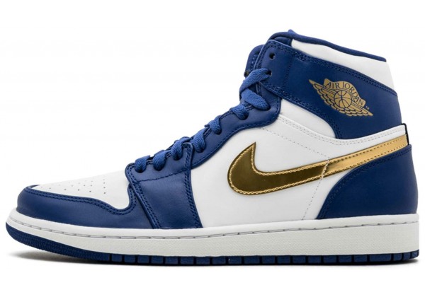 Nike Air Jordan Retro 1 High Og Blue (синие с золотым) 