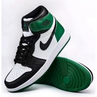 Nike Air Jordan 1 Retro Green Black White с мехом