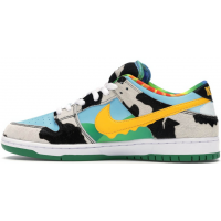Кроссовки Nike Air Force черно-бело-голубые с желтым