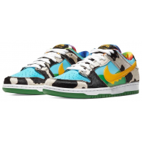 Кроссовки Nike Air Force черно-бело-голубые с желтым
