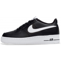 Кроссовки Nike Air Force кожаные черные с белым