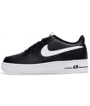 Кроссовки Nike Air Force кожаные черные с белым