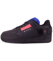 Мужские кроссовки Nike Air Force с красной вставкой черные