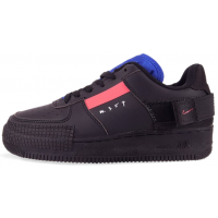 Мужские кроссовки Nike Air Force с красной вставкой черные