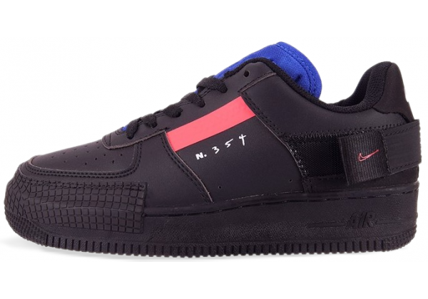 Мужские кроссовки Nike Air Force с красной вставкой черные