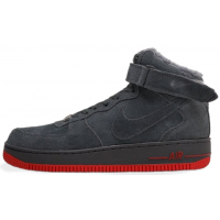 Nike Air Force 1 Mid 07 с мехом Grey Red