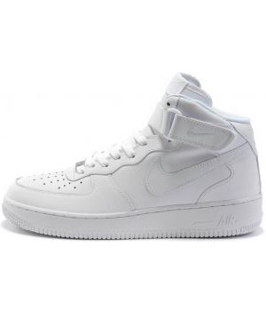 Nike Air Force 1 Mid White с мехом 