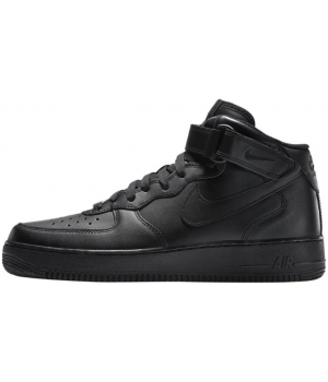 Nike Air Force 1 Mid All Black с мехом