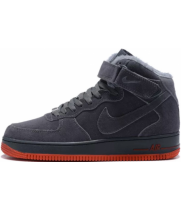 Nike Air Force 1 Mid 07 с мехом Grey Red