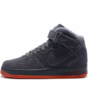 Nike Air Force 1 Mid 07 с мехом Grey Red