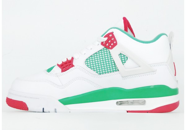  Кроссовки Nike женские Jordan 4 белые с зеленым