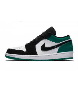 Мужские кроссовки Nike Air Jordan Retro 1 Low Black White Og (Зеленые с черным) 