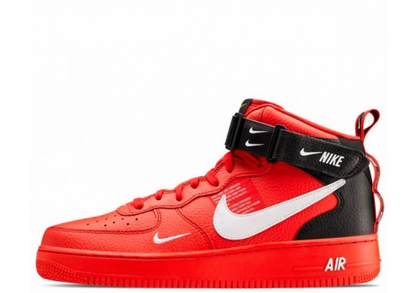 Nike кроссовки Air Force 1 07 LV8 Utility Mid Red с мехом