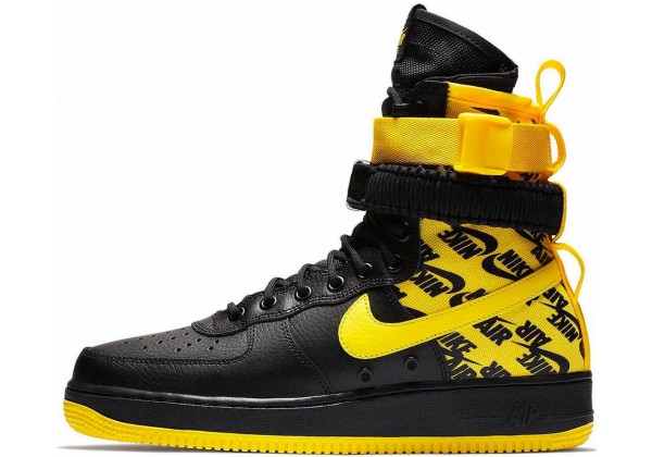 Nike кроссовки Air Force 1 High SF AF1 Black Yellow