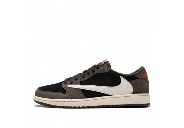 Nike кроссовки Air Jordan 1 Low x Travis Scott коричнево-чёрные с белым